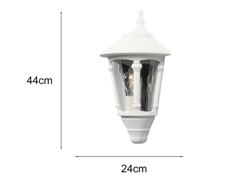 Außenwandleuchte VIRGO Laterne Halbschale Aluminium Weiß, Höhe 44cm