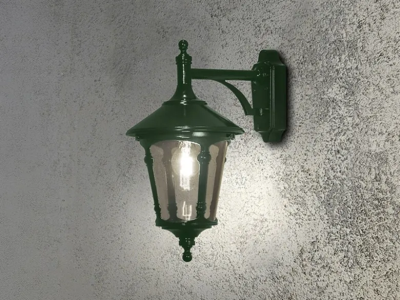Außenwandleuchte VIRGO Laterne hängend Aluminium Grün, Höhe 44cm