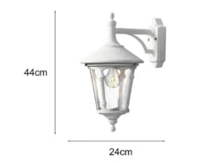 Außenwandleuchte VIRGO Laterne hängend Aluminium Weiß, Höhe 44cm