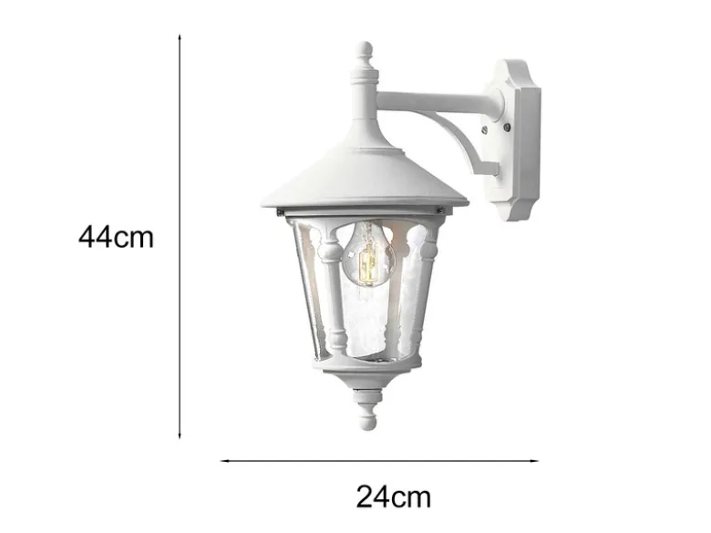 Außenwandleuchte VIRGO Laterne hängend Aluminium Weiß, Höhe 44cm