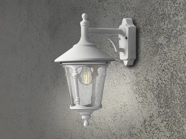 Außenwandleuchte VIRGO Laterne hängend Aluminium Weiß, Höhe 44cm
