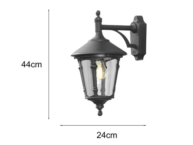 Außenwandleuchte VIRGO Laterne hängend Aluminium Schwarz, Höhe 44cm