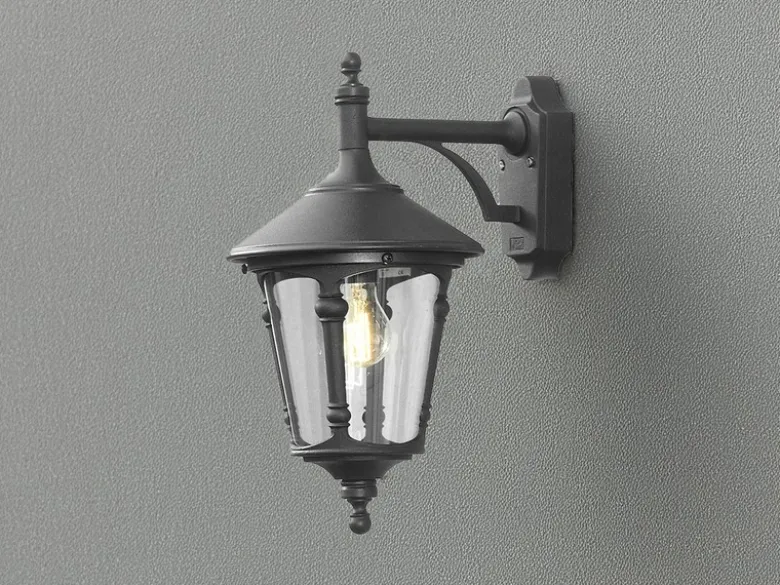 Außenwandleuchte VIRGO Laterne hängend Aluminium Schwarz, Höhe 44cm
