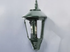 Außenwandleuchte VIRGO Laterne Halbschale Aluminium Grün, Höhe 44cm