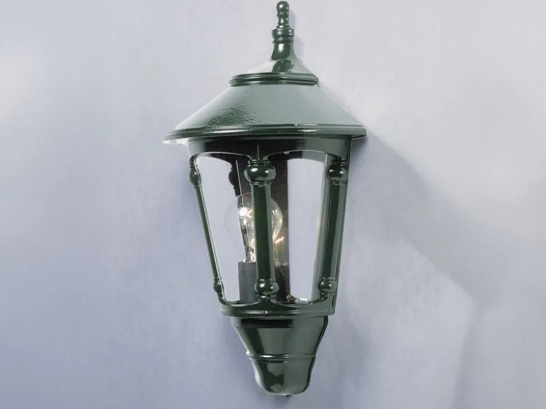 Außenwandleuchte VIRGO Laterne Halbschale Aluminium Grün, Höhe 44cm