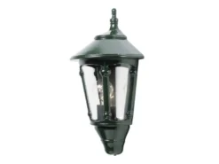Außenwandleuchte VIRGO Laterne Halbschale Aluminium Grün, Höhe 44cm