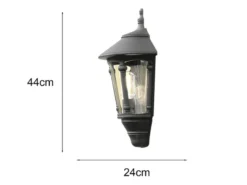 Außenwandleuchte VIRGO Laterne Halbschale Aluminium Schwarz, Höhe 44cm