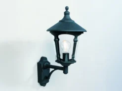 Außenwandleuchte VIRGO Laterne stehend Aluminium Schwarz, Höhe 51cm