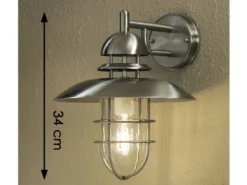 Außenwandleuchte / Wandlampe SORRENTO in Edelstahl, Laterne außen IP44