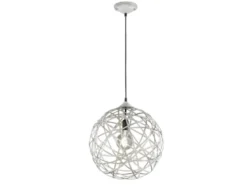 Außergewöhnliche Kugel Pendelleuchte JACOB Geflecht Design Grau Antik, Ø 40cm