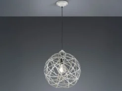 Außergewöhnliche Kugel Pendelleuchte JACOB Geflecht Design Grau Antik, Ø 40cm