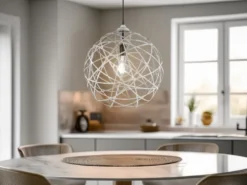 Außergewöhnliche Kugel Pendelleuchte JACOB Geflecht Design Grau Antik, Ø 40cm