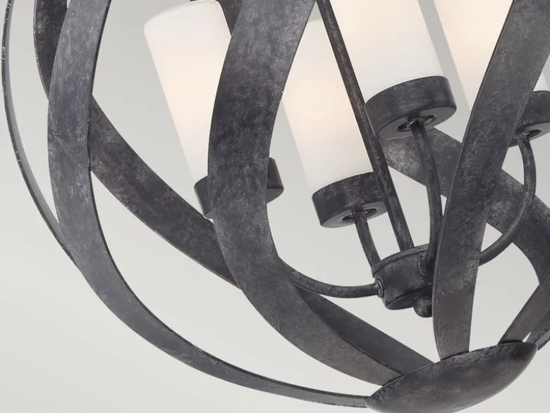 Außergewöhnliche Pendelleuchte BLACKSMITH für Innen & Außen, 4-flammig Ø50cm