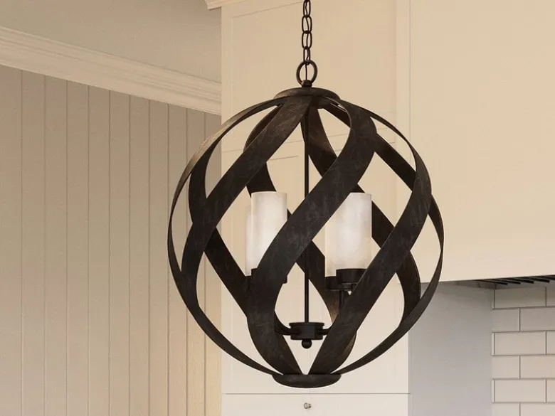Außergewöhnliche Pendelleuchte BLACKSMITH für Innen & Außen, 4-flammig Ø50cm