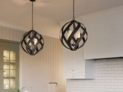 Außergewöhnliche Pendelleuchte BLACKSMITH für Innen & Außen, 4-flammig Ø50cm
