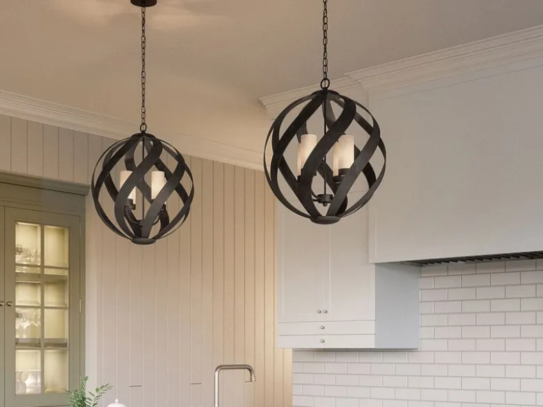 Außergewöhnliche Pendelleuchte BLACKSMITH für Innen & Außen, 4-flammig Ø50cm