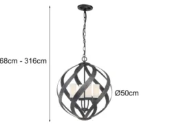 Außergewöhnliche Pendelleuchte für Innen & Außen, 4-flammig Ø50cm