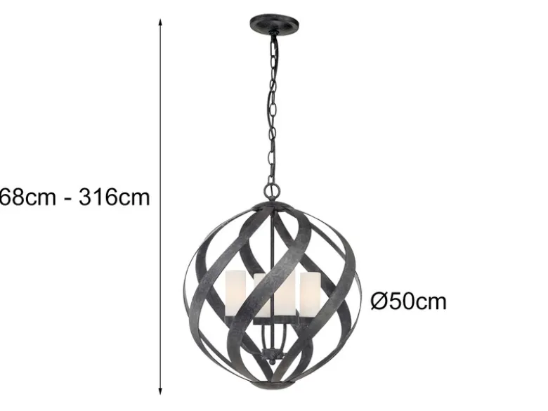 Außergewöhnliche Pendelleuchte für Innen & Außen, 4-flammig Ø50cm