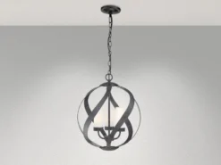 Außergewöhnliche Pendelleuchte BLACKSMITH für Innen & Außen, 3-flammig Ø40,7cm
