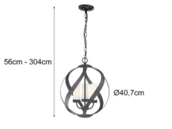 Außergewöhnliche Pendelleuchte BLACKSMITH für Innen & Außen, 3-flammig Ø40,7cm