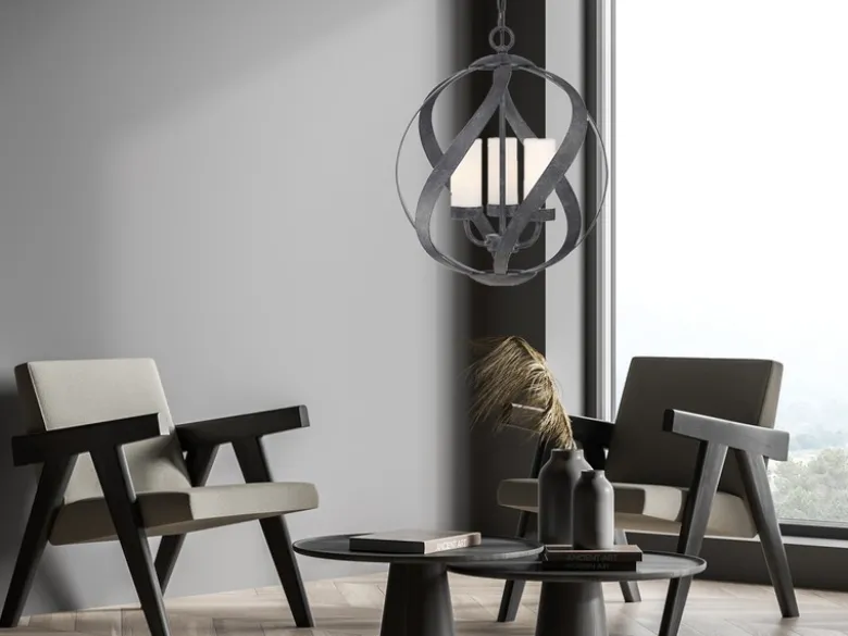 Außergewöhnliche Pendelleuchte BLACKSMITH für Innen & Außen, 3-flammig Ø40,7cm