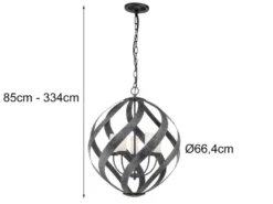 Außergewöhnliche Pendelleuchte für Innen & Außen, 5-flammig Ø66,4cm
