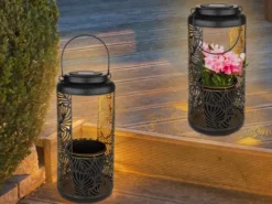Außergewöhnliche Solarlaternen hängend oder stehend mit Blumentopf, Höhe 41cm