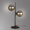 Außergewöhnliche Tischleuchte NEPTUN Schwarz - Glaskugeln Rauchglas, Höhe 40cm