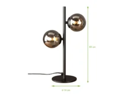Außergewöhnliche Tischleuchte NEPTUN Schwarz - Glaskugeln Rauchglas, Höhe 40cm