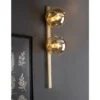 Außergewöhnliche Wandlampe PLUTO Messing 2 flammig - Glaskugel Amber