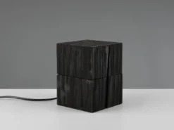 Aufklappbare LED Tischleuchte TREASURE aus Holz Schwarz, Höhe 16cm