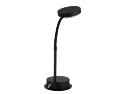 Aufladbare Akku Schreibtischlampe dimmbar, Schwarz mit Flexrohr, Höhe 38cm