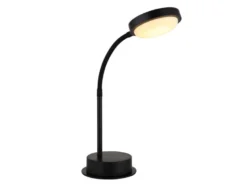 Aufladbare Akku Schreibtischlampe dimmbar, Schwarz mit Flexrohr, Höhe 38cm
