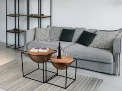 Ausgefallene Couchtische 2er Set aus Metall und Holz
