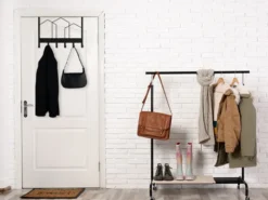 Ausgefallene Türgarderobe LOTTI aus Metall in Schwarz, Breite 48cm
