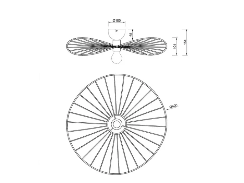 Ausgefallene Deckenleuchte CHAPEAU Lampenschirm Schwarzer Draht, Ø 60cm