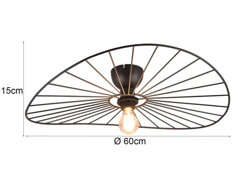 Ausgefallene Deckenleuchte CHAPEAU Lampenschirm Schwarzer Draht, Ø 60cm
