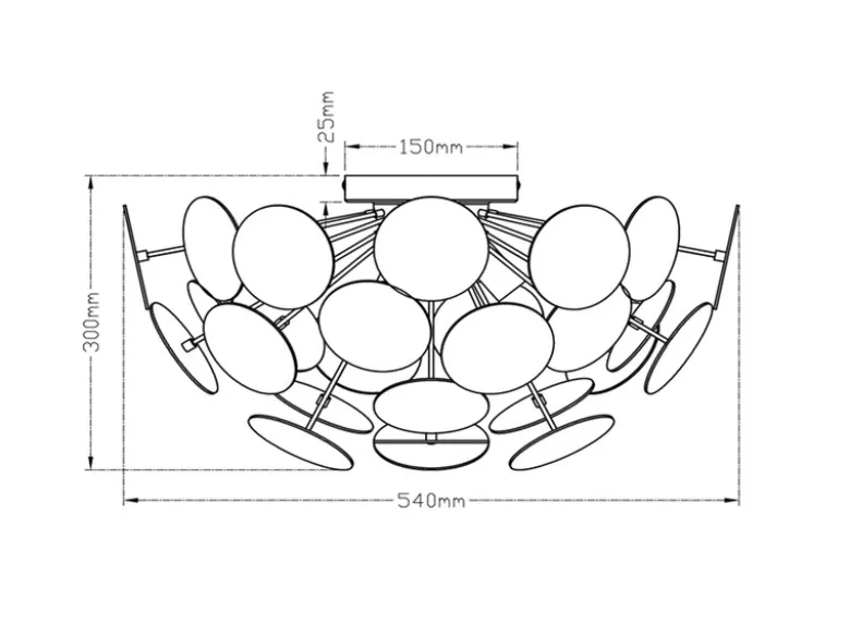 Ausgefallene Deckenleuchte DISCALGO Lampenschirm Schwarz-Gold, Ø 54cm