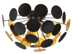 Ausgefallene Deckenleuchte DISCALGO Lampenschirm Schwarz-Gold, Ø 54cm