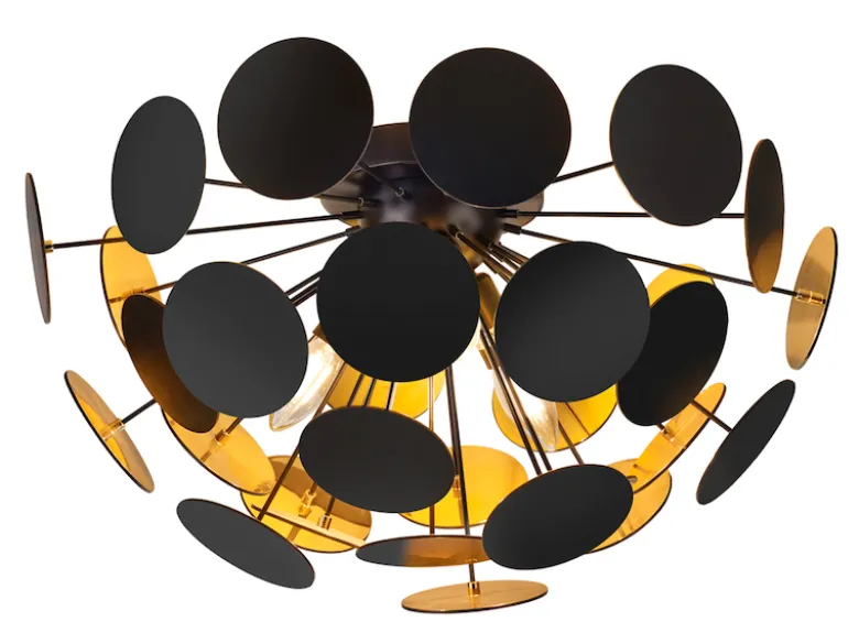 Ausgefallene Deckenleuchte DISCALGO Lampenschirm Schwarz-Gold, Ø 54cm