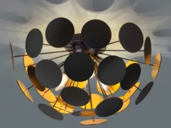 Ausgefallene Deckenleuchte DISCALGO Lampenschirm Schwarz-Gold, Ø 54cm
