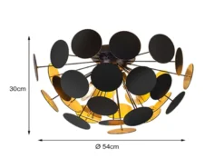 Ausgefallene Deckenleuchte DISCALGO Lampenschirm Schwarz-Gold, Ø 54cm