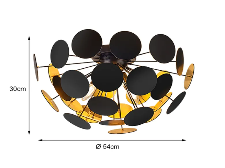 Ausgefallene Deckenleuchte DISCALGO Lampenschirm Schwarz-Gold, Ø 54cm