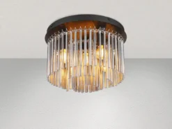 Ausgefallene Deckenleuchte GORLEY mit Rauchglas Stäben Kristalloptik, Ø 32cm