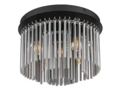 Ausgefallene Deckenleuchte GORLEY mit Rauchglas Stäben Kristalloptik, Ø 32cm