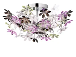 Ausgefallene große LED Deckenleuchte mit Blumen, dimmbar über Schalter Ø 51cm