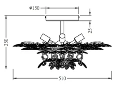 Ausgefallene große LED Deckenleuchte mit Blumen, dimmbar über Schalter Ø 51cm