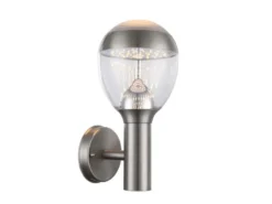 Ausgefallene LED Außenwandleuchte CALLISTO aus Edelstahl in Silber, Höhe 32cm