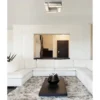 Ausgefallene LED Deckenleuchte PACO Textil Silber Metallic, Quadrat 30cm