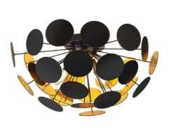 Ausgefallene LED Deckenleuchte Lampenschirm Schwarz-Gold, Ø 54cm